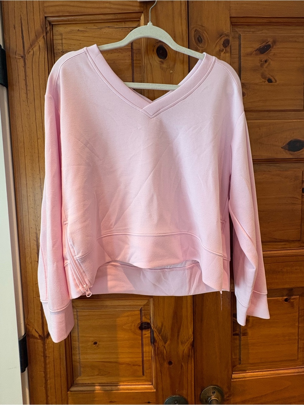Vintage Havana Light Pink V-Neck Pullover Sweatshirt